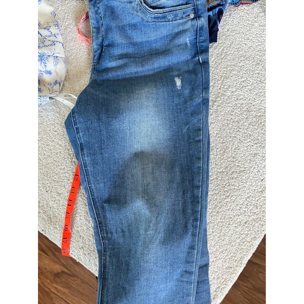 Democracy Ab Solution Skinny Jeans Womens 12 Medium Wash Distressed Ankle Denim - Picture 9 of 11